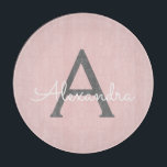 Tabla De Cortar Monograma de Rubor Gris rosa moderno con guión de<br><div class="desc">Tarjeta de recorte de nombres de monograma de escritura simple rosa y gris de Rubor. Esto hace que la graduación perfecta, el cumpleaños, el boda, la ducha de novia, el aniversario, la ducha de bebé o la fiesta de soltera sea un regalo para alguien que ama el lujo glam y...</div>