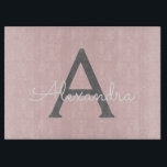 Tabla De Cortar Monograma de Rubor Gris rosa moderno con guión de<br><div class="desc">Tarjeta de recorte de nombres de monograma de escritura simple rosa y gris de Rubor. Esto hace que la graduación perfecta, el cumpleaños, el boda, la ducha de novia, el aniversario, la ducha de bebé o la fiesta de soltera sea un regalo para alguien que ama el lujo glam y...</div>