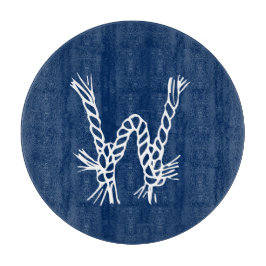 Tabla De Cortar Monograma del personalizado blanco azul de la cuer
