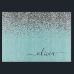 Tabla De Cortar Monograma del Purpurina plateado Verde azulado azu<br><div class="desc">Aqua Blue - placa de corte de nombres de monograma de Purpurina de guijarros Verde azulado y plateado. Esto hace que la graduación perfecta, el cumpleaños, el boda, la ducha de novia, el aniversario, la ducha de bebé o la fiesta de soltera sea un regalo para alguien que ama el...</div>