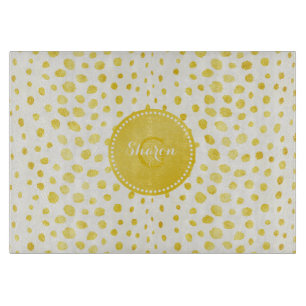 Tabla De Cortar Monograma estampado en falso brillo de oro chic gu