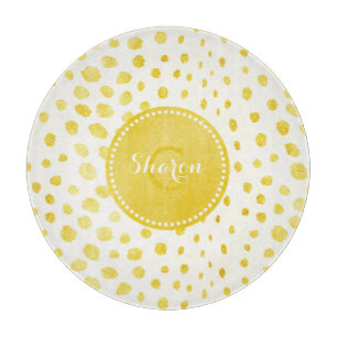 Tabla De Cortar Monograma estampado en falso brillo de oro chic gu