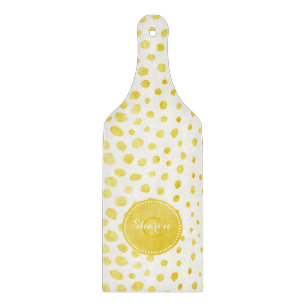 Tabla De Cortar Monograma estampado en falso brillo de oro chic gu