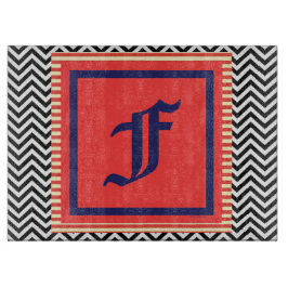 Tabla De Cortar Monograma F Placa de corte de vidrio templado