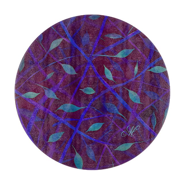 Tabla De Cortar Monograma frasco oscuro de joyas borgoñas (Anverso)