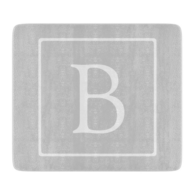 Tabla De Cortar Monograma gris claro simple (Anverso)