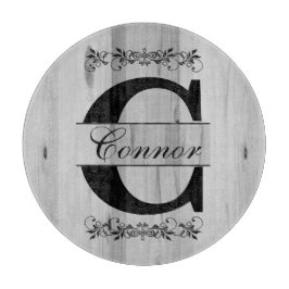 Tabla De Cortar Monograma Gris Faux Butters Block Wood | DIY Texto