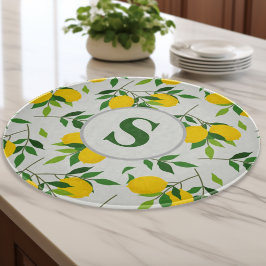 Tabla De Cortar Monograma Lemons y patrón de hojas