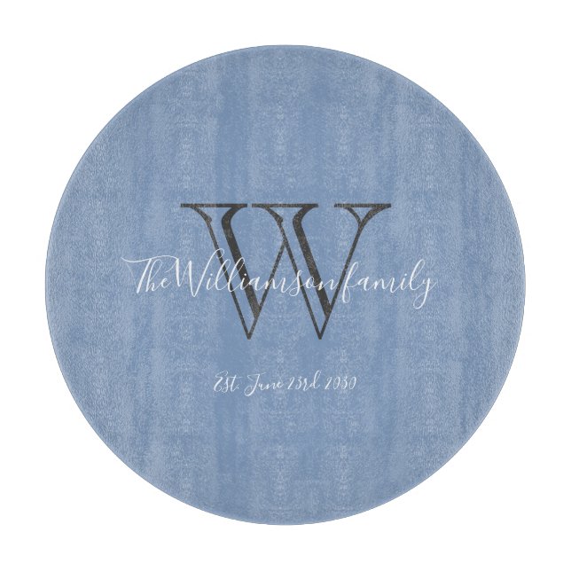 Tabla De Cortar Monograma moderno inicial + Moda de nombre familia (Anverso)