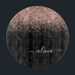 Tabla De Cortar Monograma monograma de guion de Purpurina rosa de<br><div class="desc">Oro negro y Rosa - placa de recorte de nombres de monograma del Purpurina de chispas rosadas de Rubor. Esto hace que la graduación perfecta, el cumpleaños, el boda, la ducha de novia, el aniversario, la ducha de bebé o la fiesta de soltera sea un regalo para alguien que ama...</div>