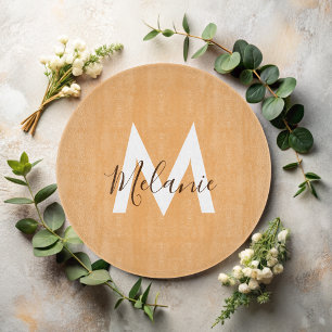 Tabla De Cortar monograma naranja rústico