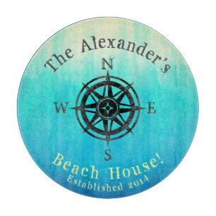 Tabla De Cortar Monograma naumático del mar de Ombre verde azulado