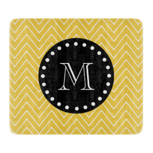 Tabla De Cortar Monograma negro amarillo del modelo el   de