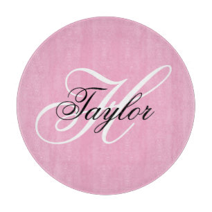 Tabla De Cortar Monograma negro y blanco rosado