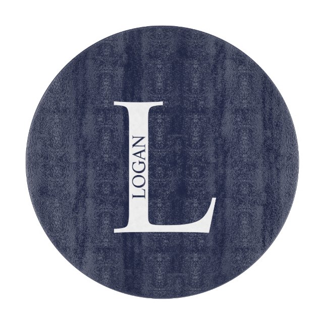 Tabla De Cortar Monograma personalizado y placa de corte de nombre (Anverso)