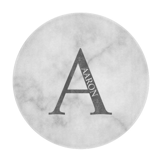 Tabla De Cortar Monograma personalizado y placa de corte de nombre (Anverso)