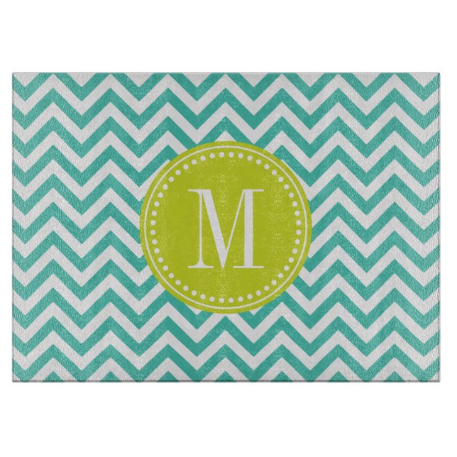 Tabla De Cortar Monograma personalizado zigzag de Chevron de la (Anverso)