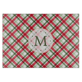 Tabla De Cortar Monograma Red Green Plaid