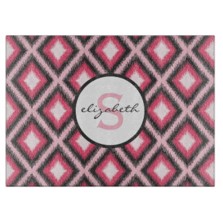 Tabla De Cortar Monograma rosado de Ikat