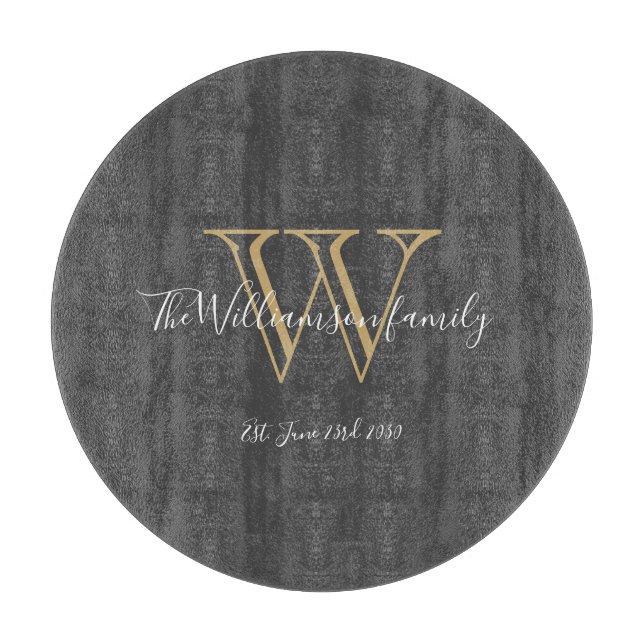 Tabla De Cortar Monograma Rústico Moda de nombre de familia inicia (Anverso)