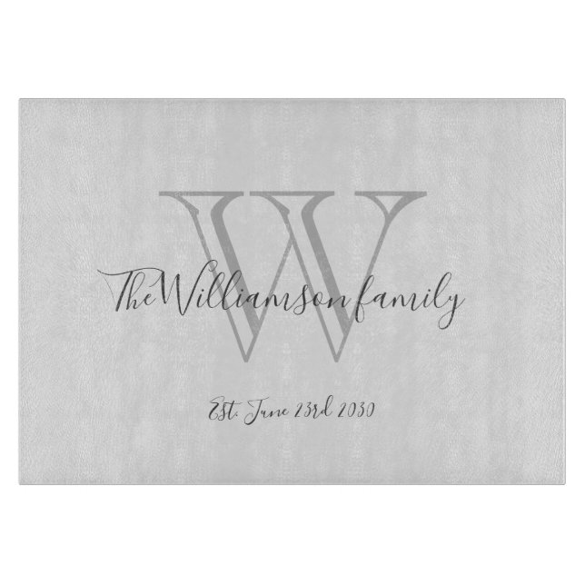 Tabla De Cortar Monograma Rústico + Nombre Familiar Fecha Guay Ele (Anverso)