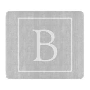 Tabla De Cortar Monograma Simple Gris Claro