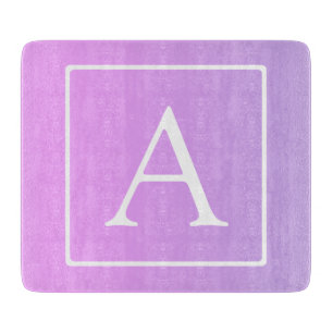 Tabla De Cortar Monograma Simple Ómbre Sutil Rosa/Púrpura