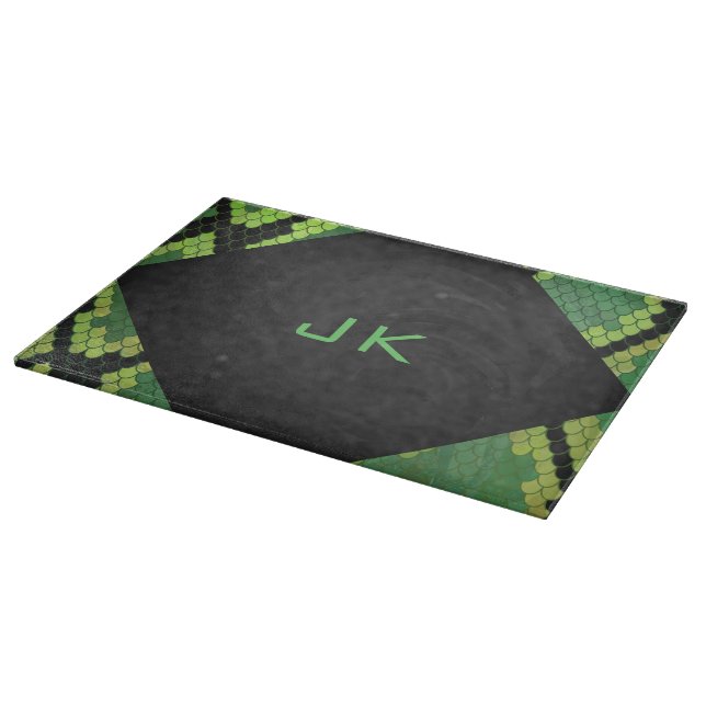 Tabla De Cortar Monograma Snake Verde y Negro (Borde)