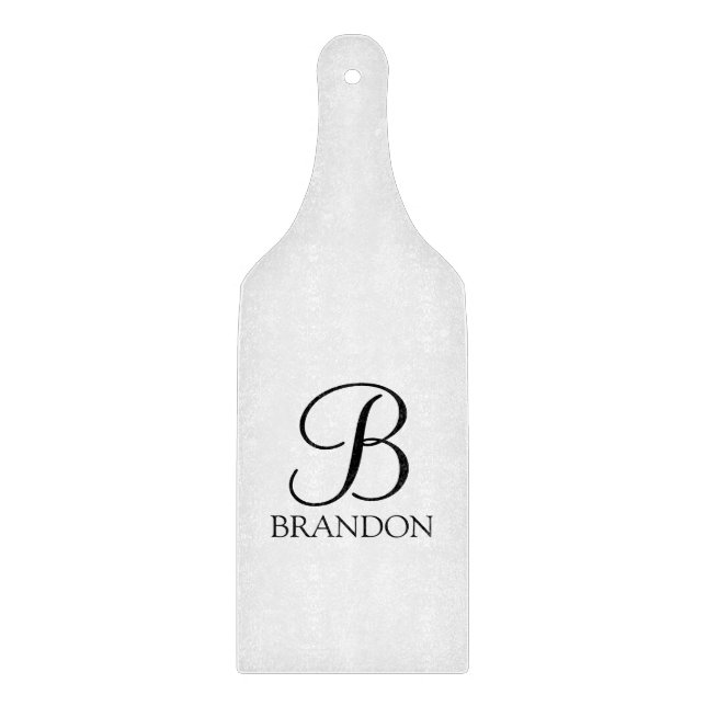 Tabla De Cortar Monograma y nombre de guión personalizado clásico (Anverso)