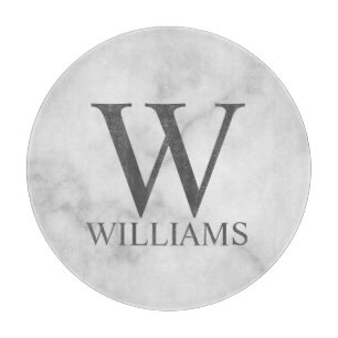 Tabla De Cortar Monograma y nombre personalizados de mármol blanc