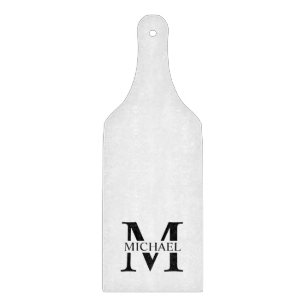 Tabla De Cortar Monograma y nombre personalizados en blanco