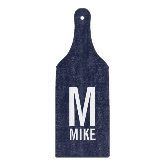 Tabla De Cortar Monograma y nombre personalizados modernos (Anverso)