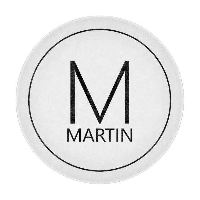 Tabla De Cortar Monograma y nombre personalizados modernos (Anverso)