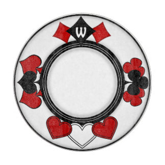Tabla De Cortar Monogramación de conjuntos de tarjetas rojas y neg
