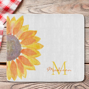 Tabla De Cortar Monomograma Nombre Girasol