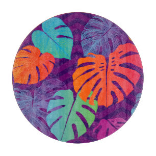 Tabla De Cortar Monstera Deliciosa: Arte de Línea Tropical.