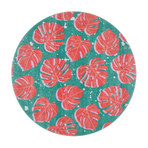 Tabla De Cortar Monstruo rojo: patrón tropical verde