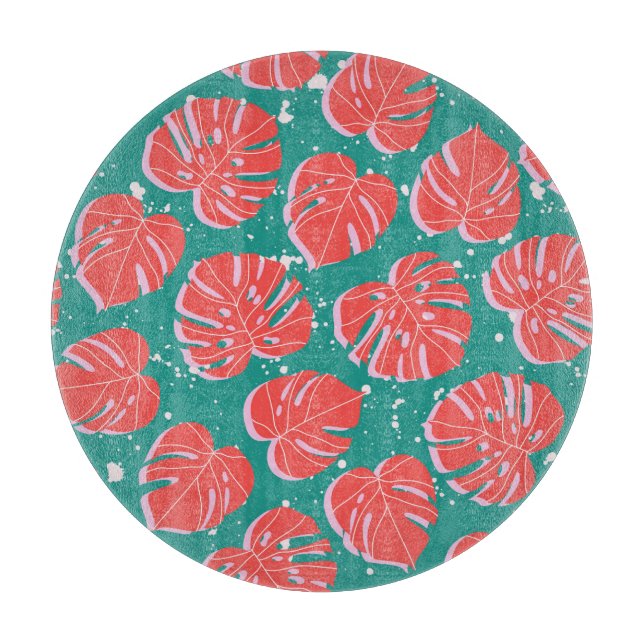 Tabla De Cortar Monstruo rojo: patrón tropical verde (Anverso)