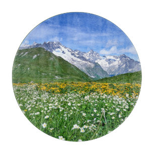 Tabla De Cortar Montañas Primavera del Valle de los Alpes suizos