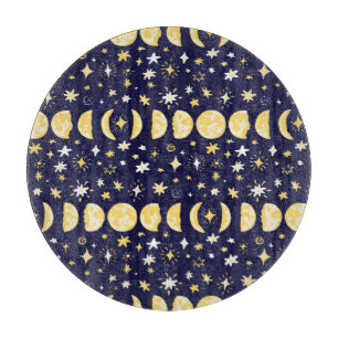 Tabla De Cortar Moon Phases Stars Vintage Background