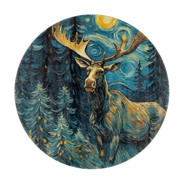 Tabla De Cortar Moose in the Pine Forest Van Gogh (Anverso)