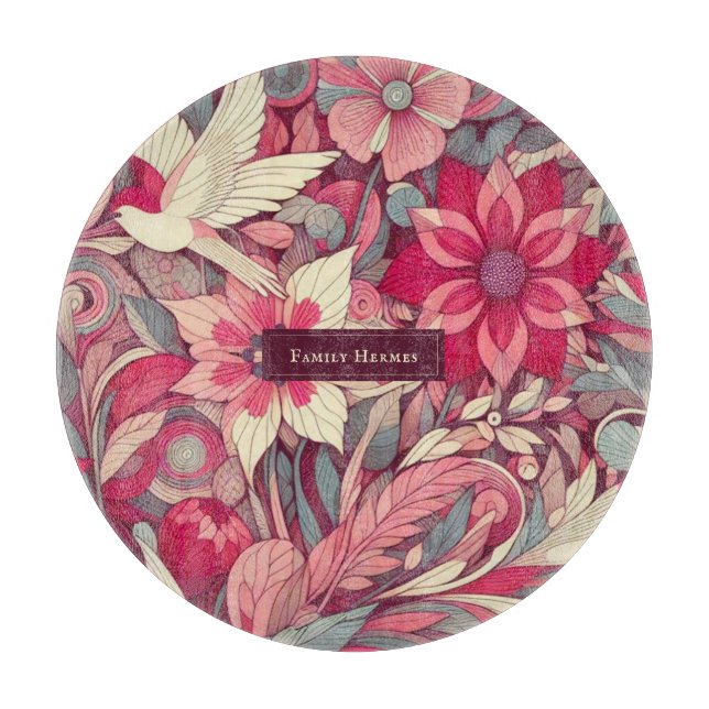 Tabla De Cortar Morris flor rosa (Anverso)