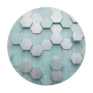 Tabla De Cortar Mosaico 3D Hexágono Menta Pastel