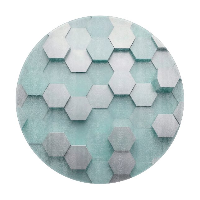 Tabla De Cortar Mosaico 3D Hexágono Menta Pastel (Anverso)