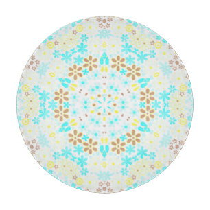 Tabla De Cortar Mosaico abstracto flores florales caleidoscópicas 