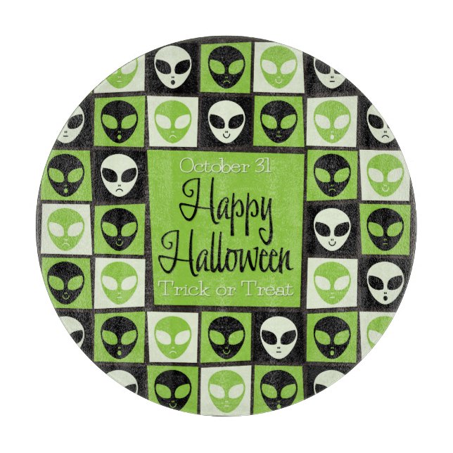 Tabla De Cortar Mosaico alienígena de Halloween (Anverso)