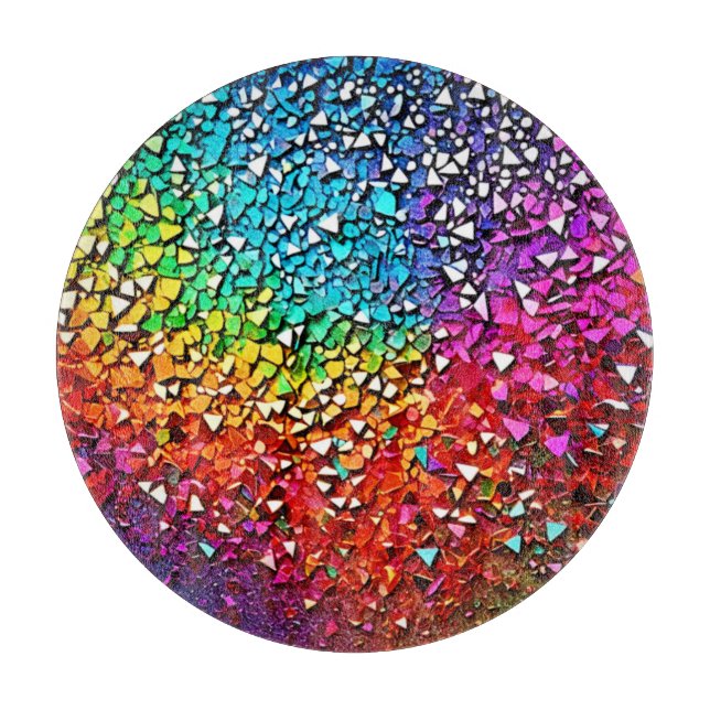 Tabla De Cortar Mosaico de fragmentos de arcoiris (Anverso)