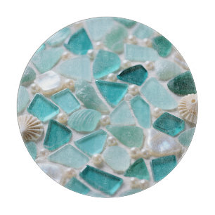 Tabla De Cortar Mosaico de vidrio de mar turquesa encanto costero