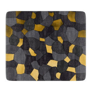 Tabla De Cortar Mosaico gris y negro del oro elegante elegante
