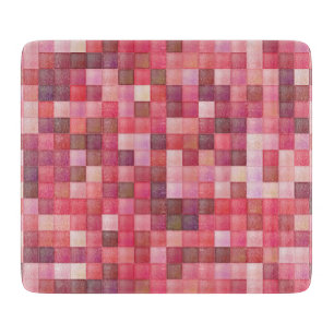 Tabla De Cortar Mosaico rosa y cuadrado púrpura
